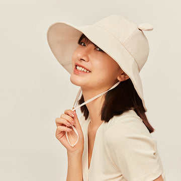 Women's Large Brim Sun Hat with Bear Ear UPF 50+
